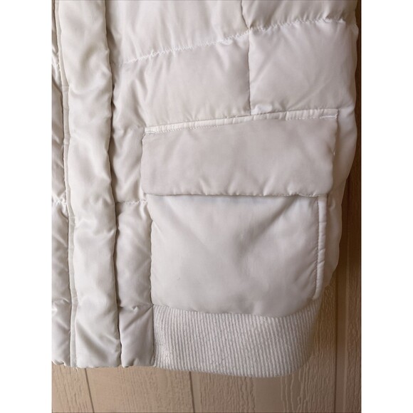 Vintage Y2K The Gap Ivory Cream Puffer Vest Goose Down Stow Hood Hoodie Small - Picture 3 of 16